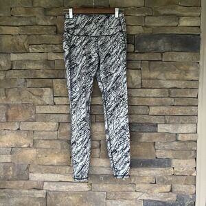 Women's Black &‎ White High-Rise Marbled Leggings With Pockets XS All In Motion